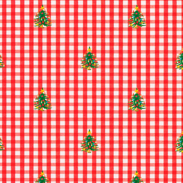 Caspari Christmas Tree Gingham Wrapping Paper | The Container Store