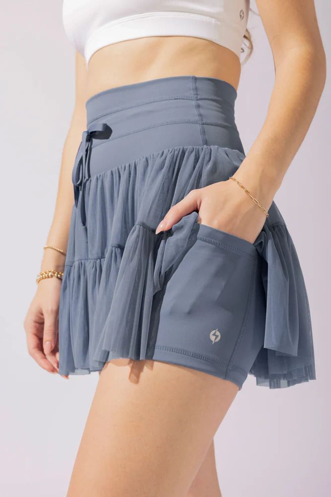 Pirouette Tiered Skort With Pockets For Women, High-waisted Ballerina-Inspired Tutu Circle Skirt ... | POPFLEX