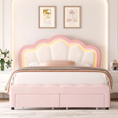 Avalie Upholstered LED Kids Bed with Drawer & Adjustable Headboard | Wayfair North America