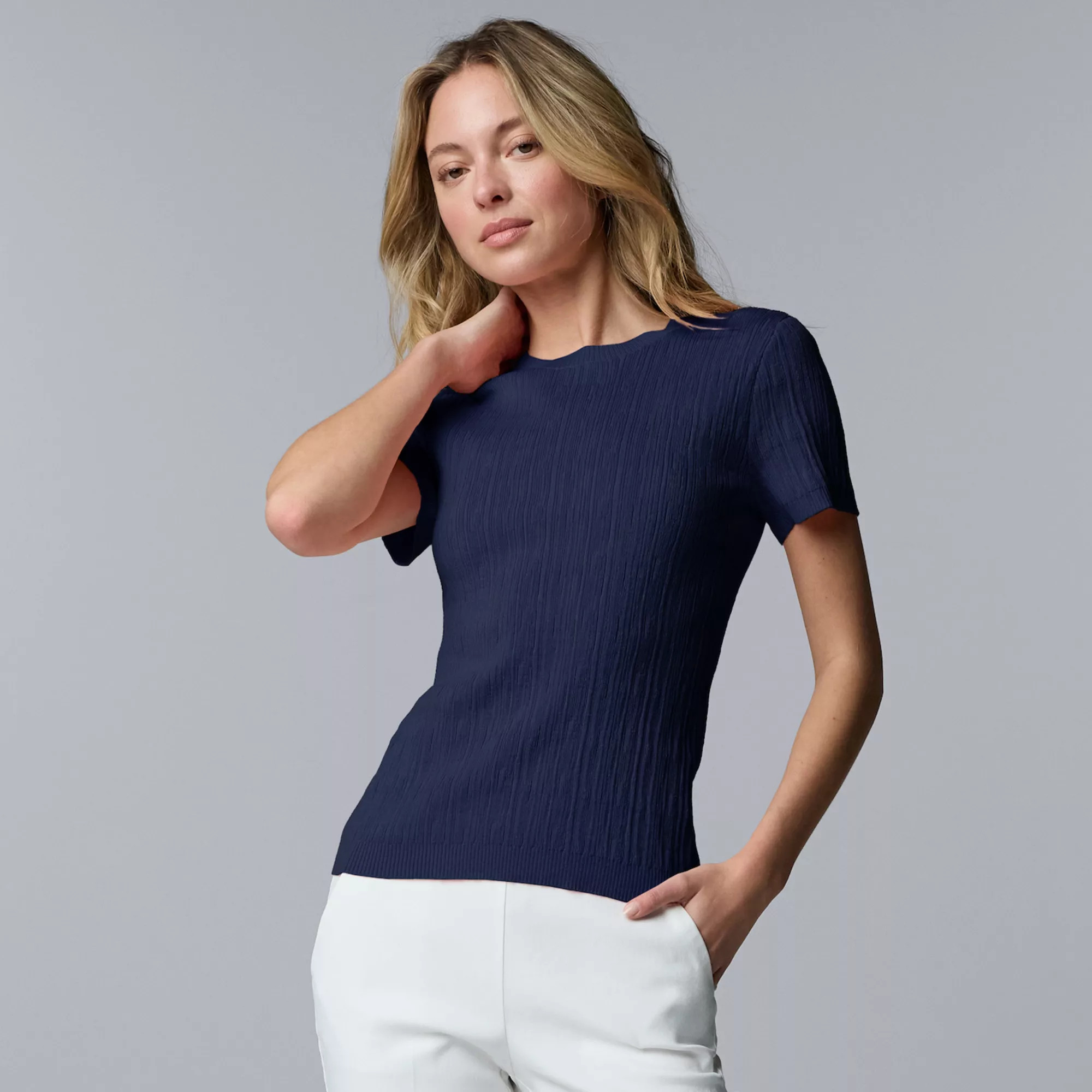 Women's Simply Vera Vera Wang Crewneck Sweater Tee | Kohl's