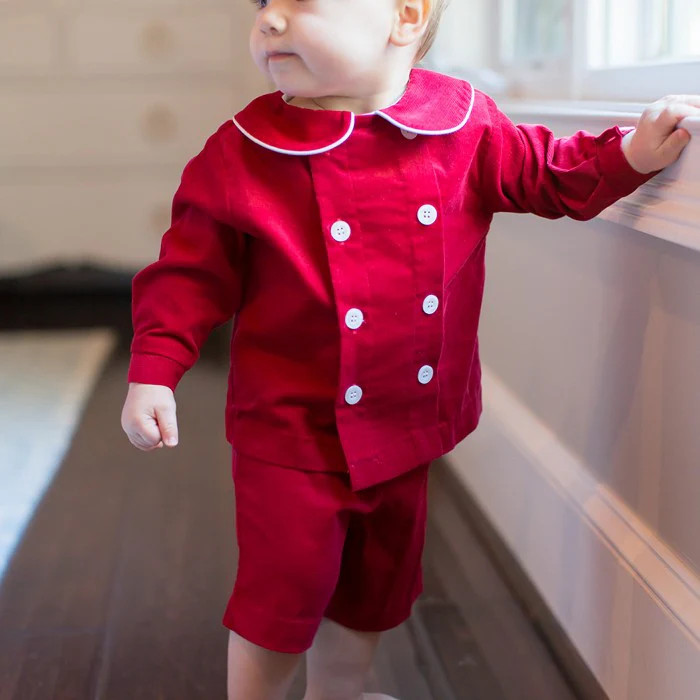 Red Corduroy - Dressy Short Set | The Bailey Boys, inc