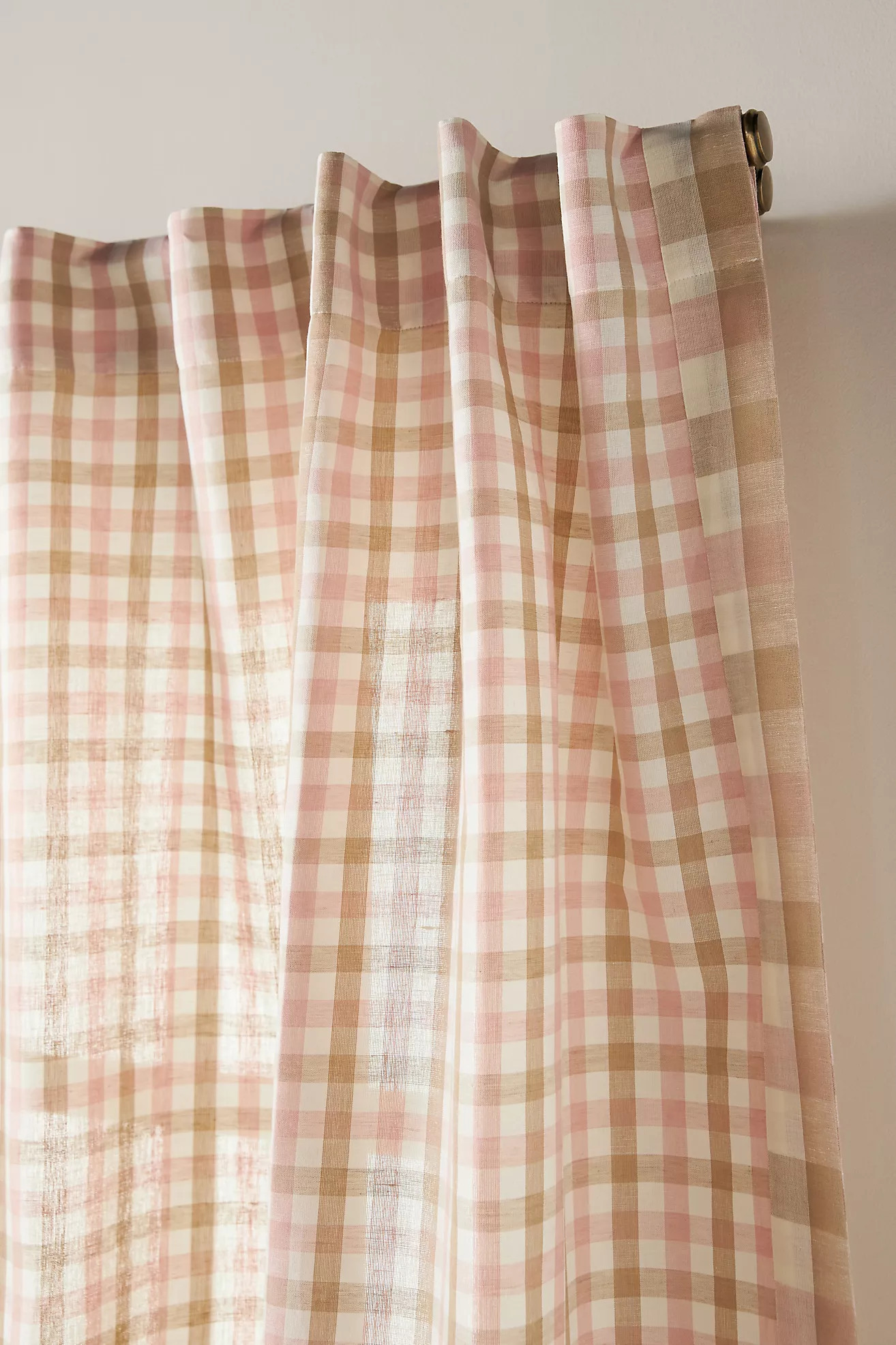 Cotton Linen Gingham Curtain | Anthropologie (US)
