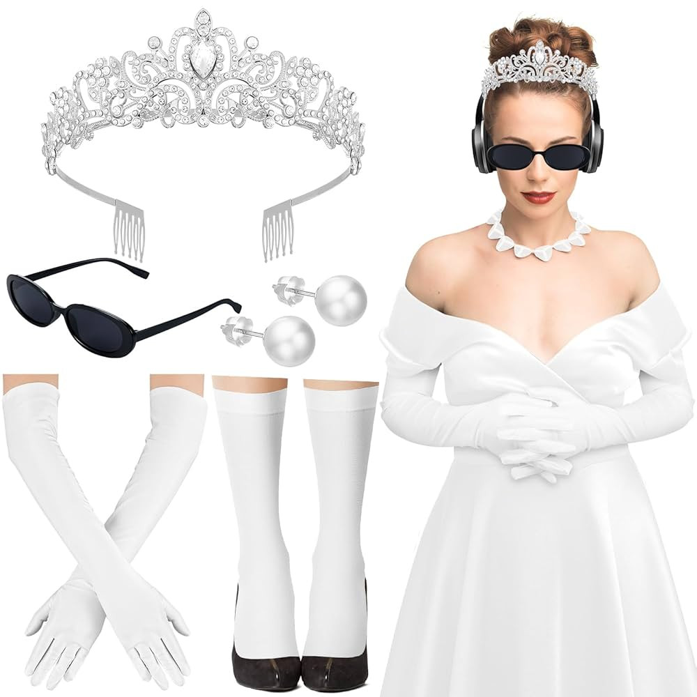 Zoooyawn 5 Pack Halloween Princess Costume for Women Crystal Princess Crown Oval Sunglasses Long ... | Amazon (US)