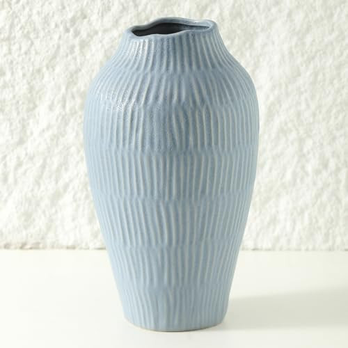 Ceramic Vase for Home Decor,11.6 Inch Flower Vases，Decorative Blue Vase for Pampas Grass，Mode... | Amazon (US)