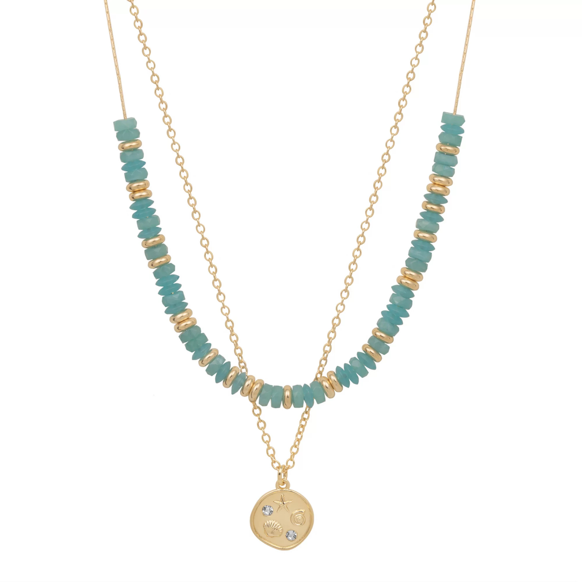 LC Lauren Conrad Gold Tone Beaded Two Row Pendant Necklace | Kohl's