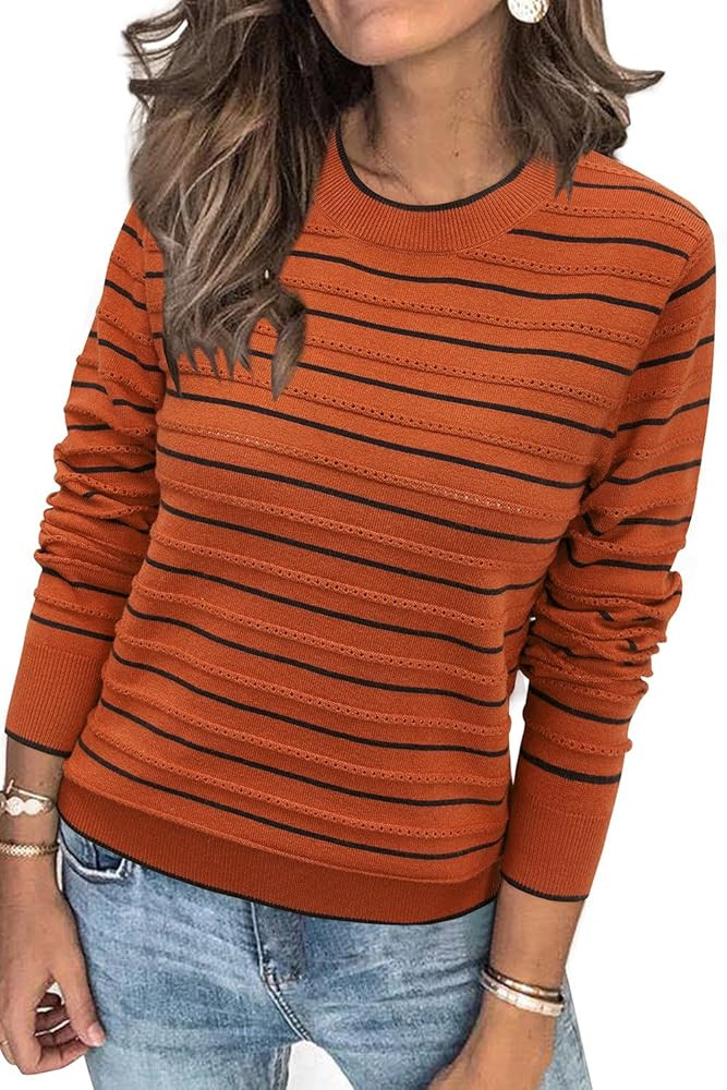 Arach&Cloz Women's Soft Knit Sweater Fall Dressy Casual Pullover Tops | Amazon (US)