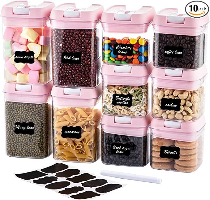 U-QE Airtight Food Storage Container Set-10 Piece BPA Free Clear Plastic Cereal Canisters with Ea... | Amazon (US)