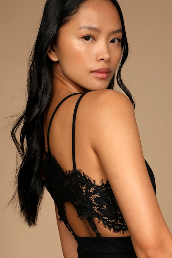 Must Be Serendipity Black Lace Backless Bodycon Mini Dress | Lulus (US)