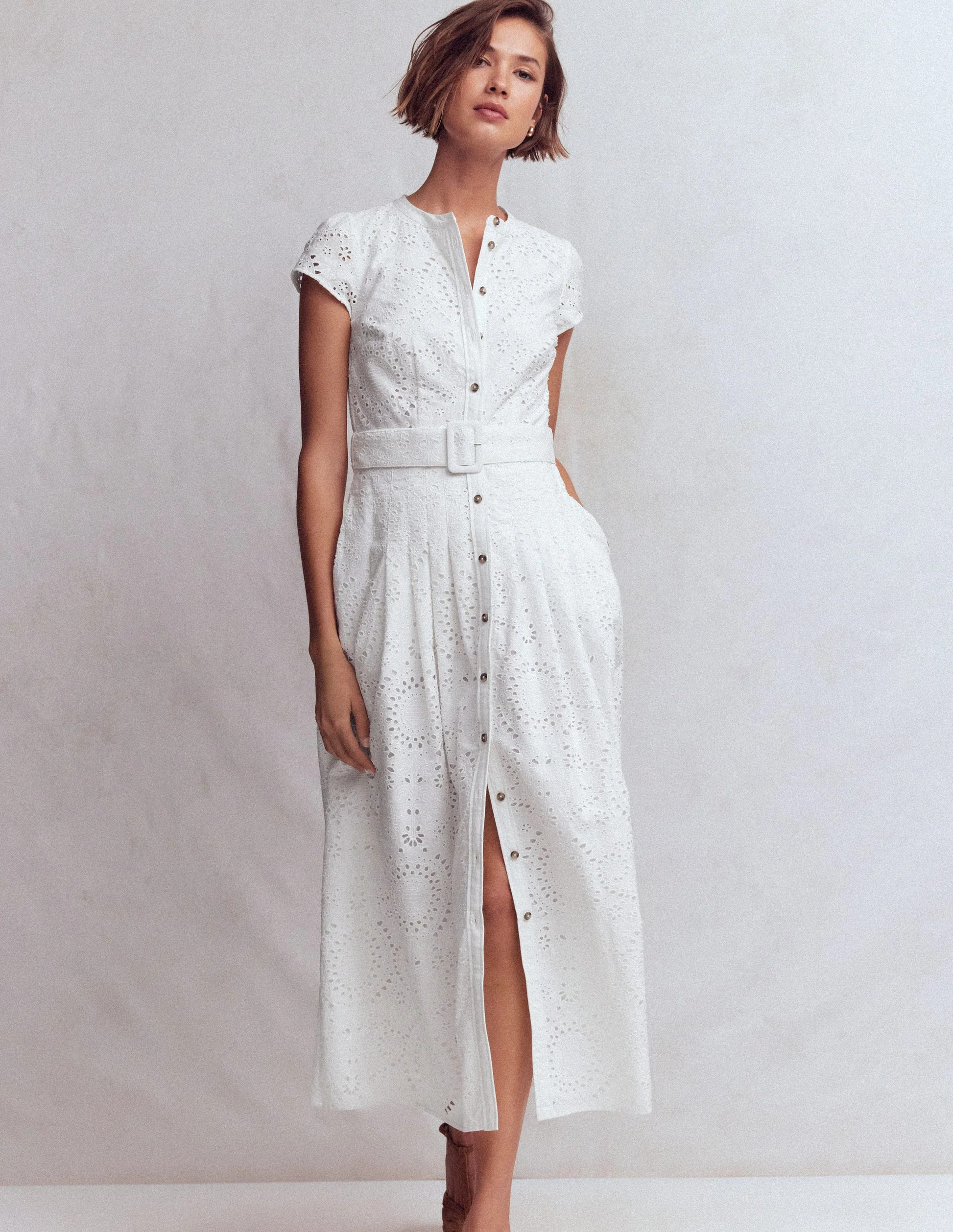 Arabella Cotton Maxi Dress-White Broderie | Boden UK