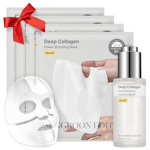 Revitalizing Combo/smooth-looking Boosting DUO: Deep Collagen Power Boosting Mask (4ea) & Deep Collagen Power Boosting Cream In Serum, Self-Care Gift Set for Women & Moms, Korean Skincare | Amazon (US)