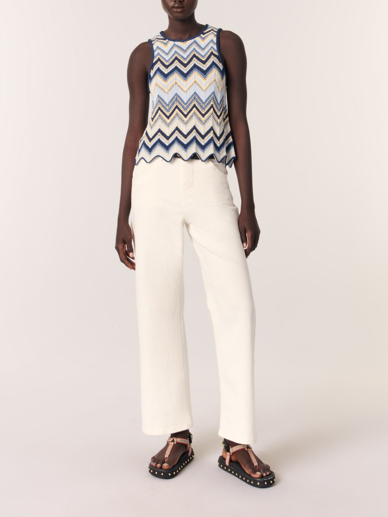 Crochet-knit top Blue for Women | Maje | Maje US