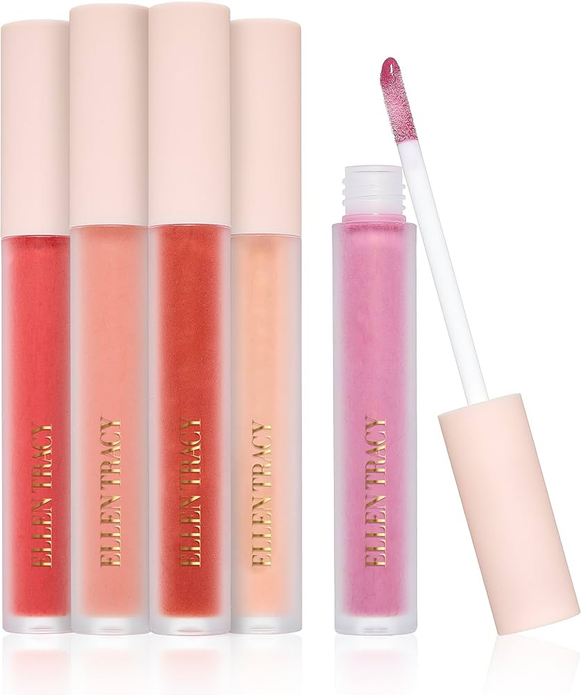 ELLEN TRACY 5-Piece Tinted Lip Gloss Set - Long-Lasting Color, 0.10 fl oz Each, Pink Bow Collecti... | Amazon (US)