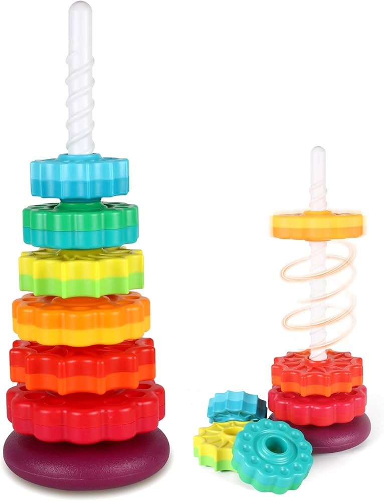 Spinning Toy, Rainbow Stacking Toys for Toddlers 1-3, Ring Stacker Baby Toys 6 to 12 Months, 1 On... | Amazon (US)