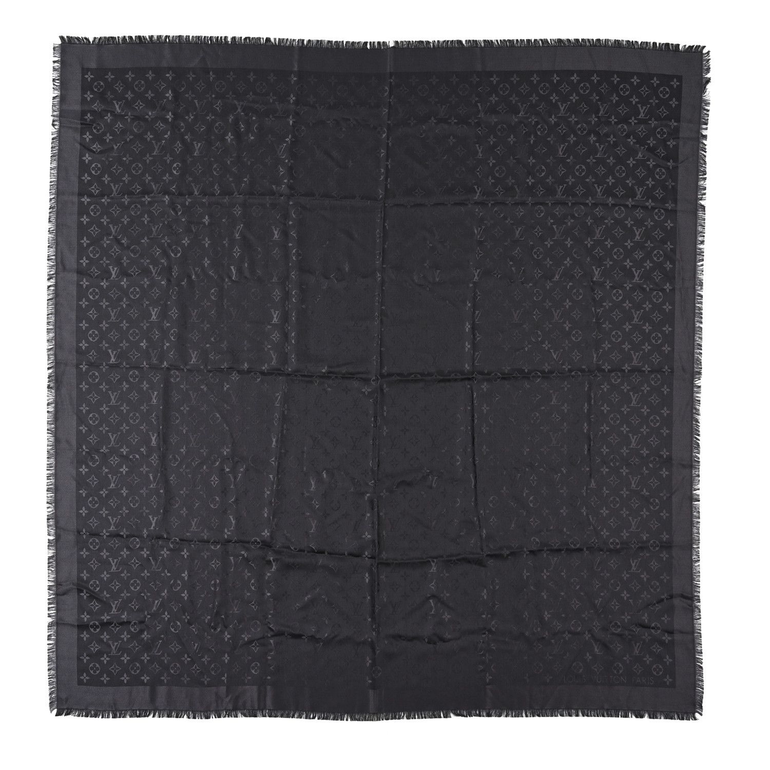 Silk Lurex Wool Monogram Shine Shawl Black | FASHIONPHILE (US)