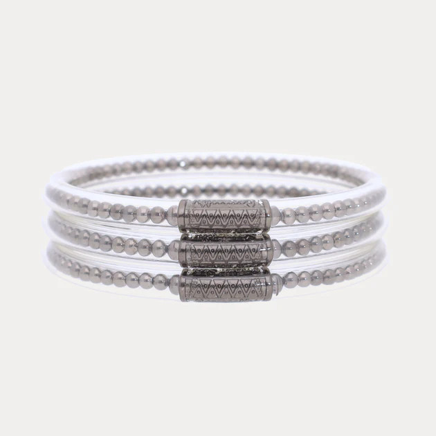 Gunmetal BIBI All Weather Bangles® (Set of 3) - Serenity Prayer | BuDhaGirl