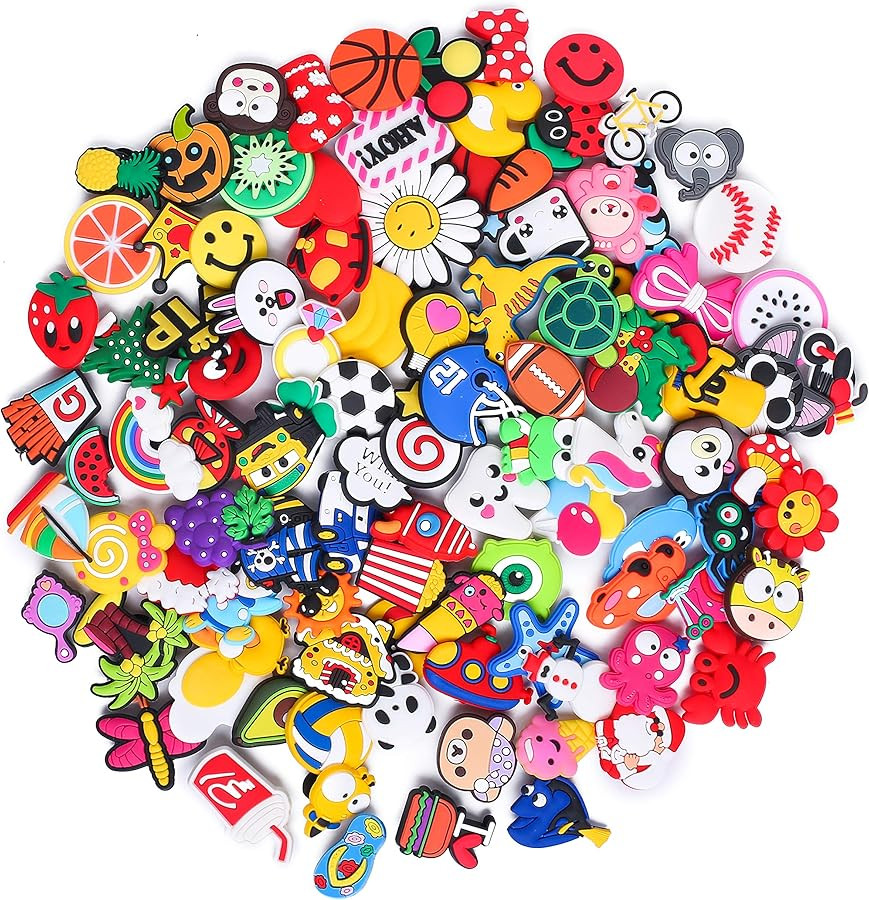 30,50,100,125 pcs PVC Random Different Shape Shoe Charms for Shoe Decoration | Amazon (US)