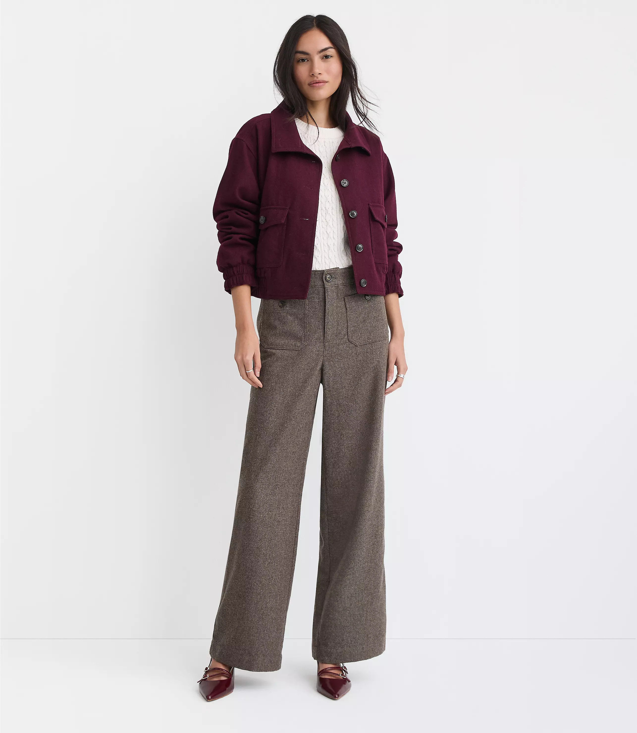 Palmer Wide Leg Pants in Wool Blend | LOFT