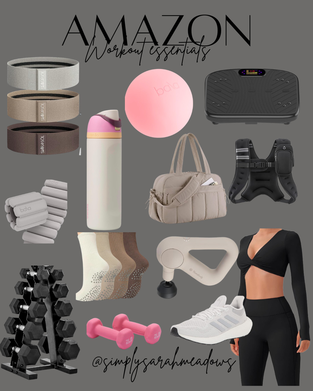 Get ready for a killer workout with my top Amazon picks! From resistance bands to weighted vests, everything you need to level up your fitness game. Shop my store for more @simplysarahmeadows #workoutessentials #amazonfinds 

 #LTKActive #LTKOver40 #LTKSaleAlert