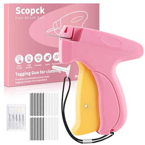 Stitch Gun for Clothes - Handheld Stitch Gun Quick Clothing Fixer - Mini Sewing Kit Micro Tagging Gun - Includes 6 Needle, 1000 Black Fasteners & 1000 White Fasteners (Pink-Yellow) | Amazon (US)