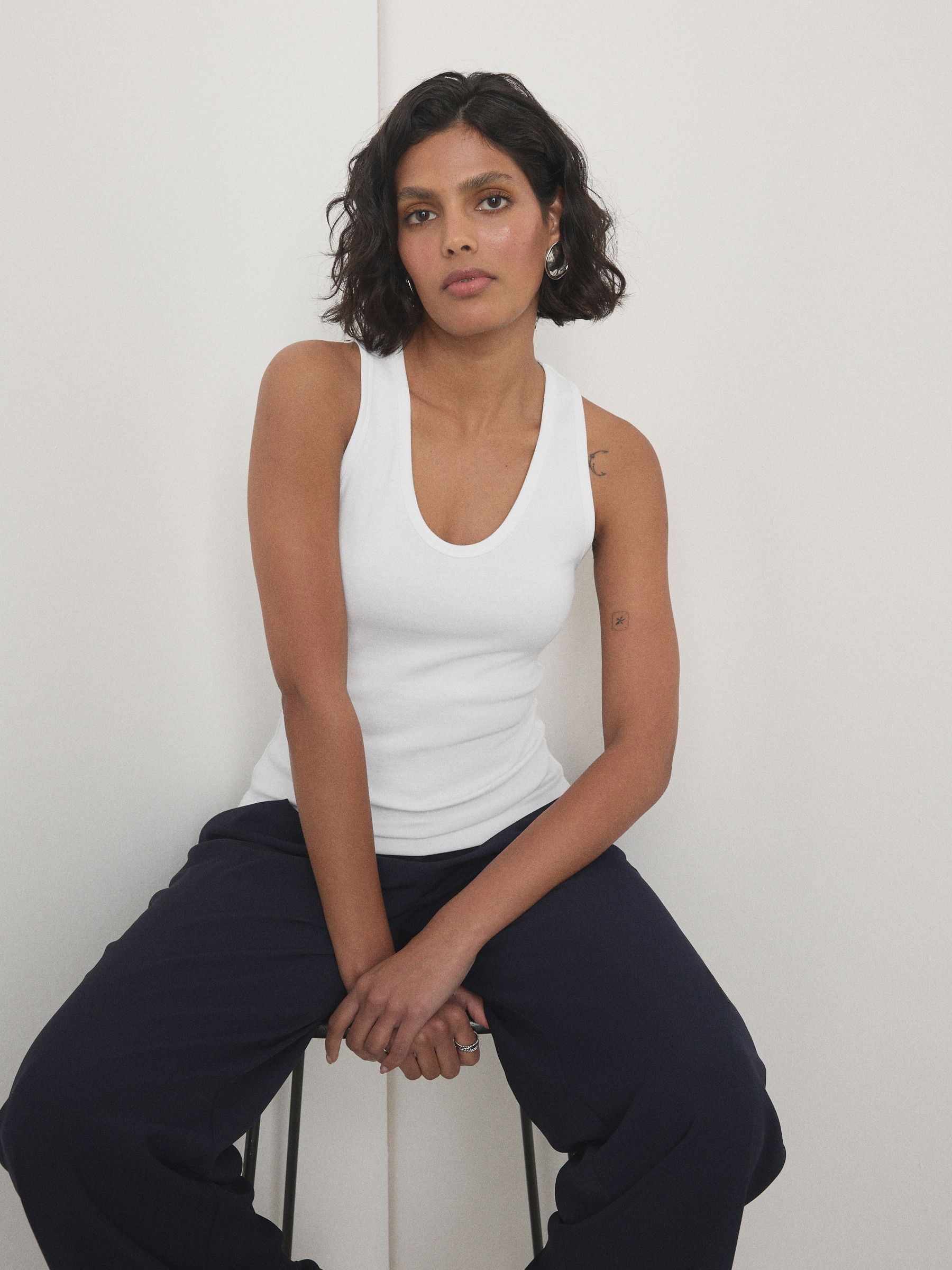 Next Navy Thick Strap Vest Top | Next EU
