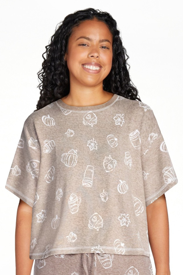 Halloween and Fall Women's Hacci Knit Sleep Top with Short Sleeves from Way to Celebrate, Sizes X... | Walmart (US)