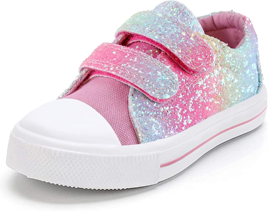 K KomForme Toddler Boys & Girls Shoes Kids Canvas Sneakers with Cartoon Dual Hook and Loops | Amazon (US)