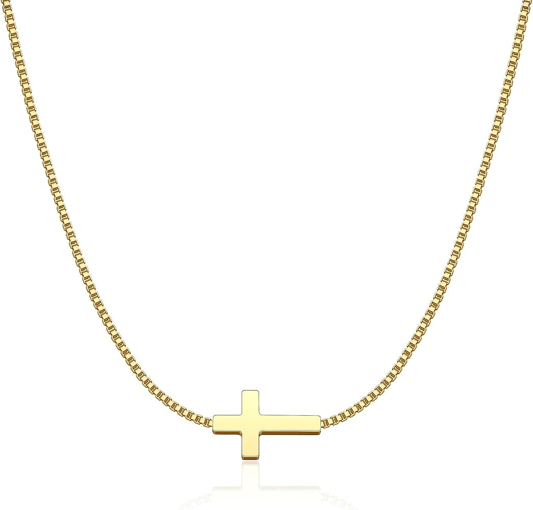 Cross Necklace for Women 14K Gold Silver Plated Dainty Small Cross Pendant Choker Simple Trendy C... | Amazon (US)
