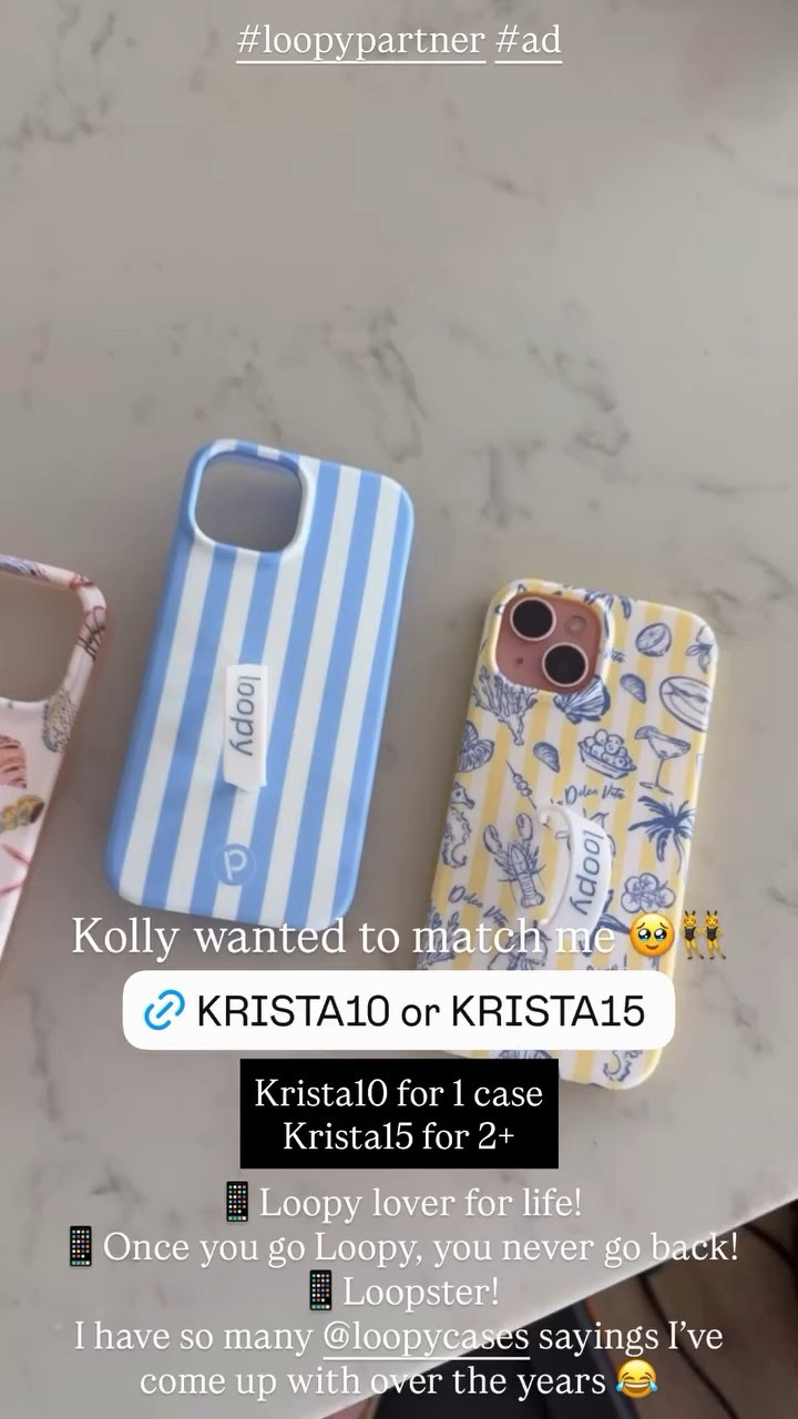 Kolly wanted to match me 🥹👯‍♀️ #loopypartner #ad  Krista10 for 1 case
Krista15 for 2+ 📱Loopy lover for life!
📱Once you go Loopy, you never go back! 
📱Loopster!
I have so many @loopycases sayings I’ve come up with over the years 😂