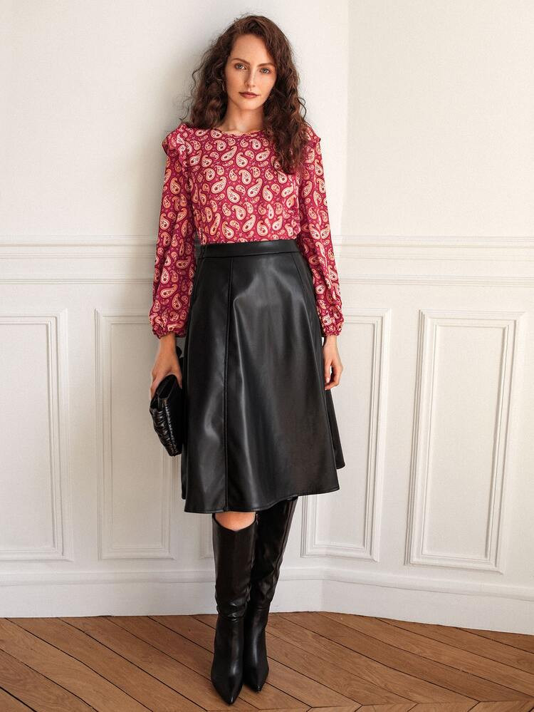 SHEIN Frenchy Zipper Detail PU Leather Skirt | SHEIN