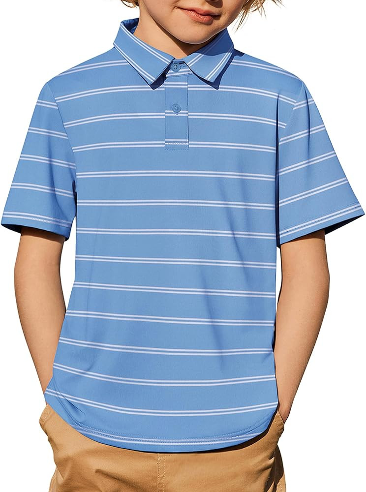 Arshiner Boys Polo Shirt Golf Stripe Short Sleeve Button Performance Sport Collared Shirts for Ki... | Amazon (US)