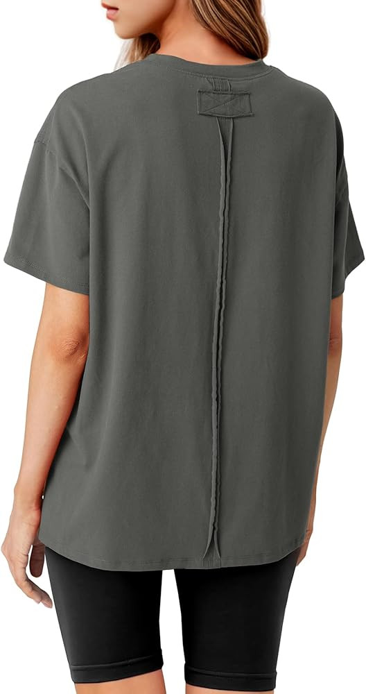 Lepunuo Oversized T Shirts for Women Summer Tops 2024 Trendy Cotton Casual Loose Fit Short Sleeve... | Amazon (US)
