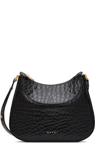 Black Croc Shoulder Bag | SSENSE