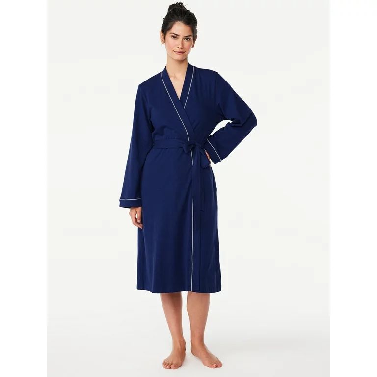 Joyspun Women’s Cotton Blend Long Sleeve Wrap Robe, Sizes S to 3X - Walmart.com | Walmart (US)