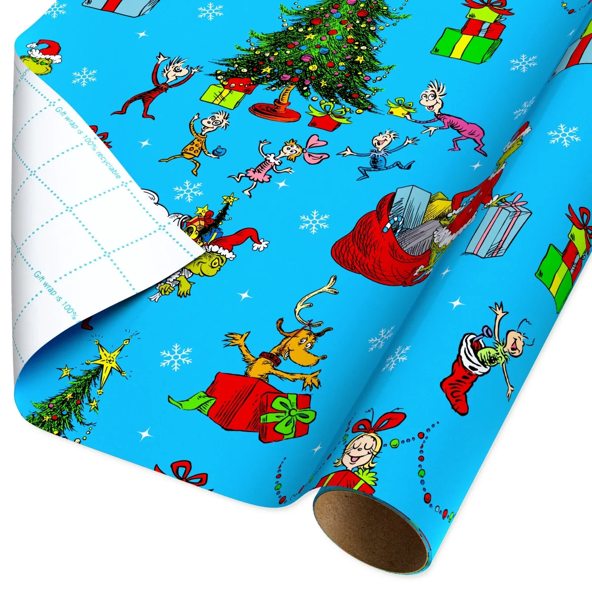 Plus Mark 30 in. Grinch Stealing Christmas Wrapping Paper with Cutlines, Blue (25 Sq. ft., 1-Roll... | Walmart (US)