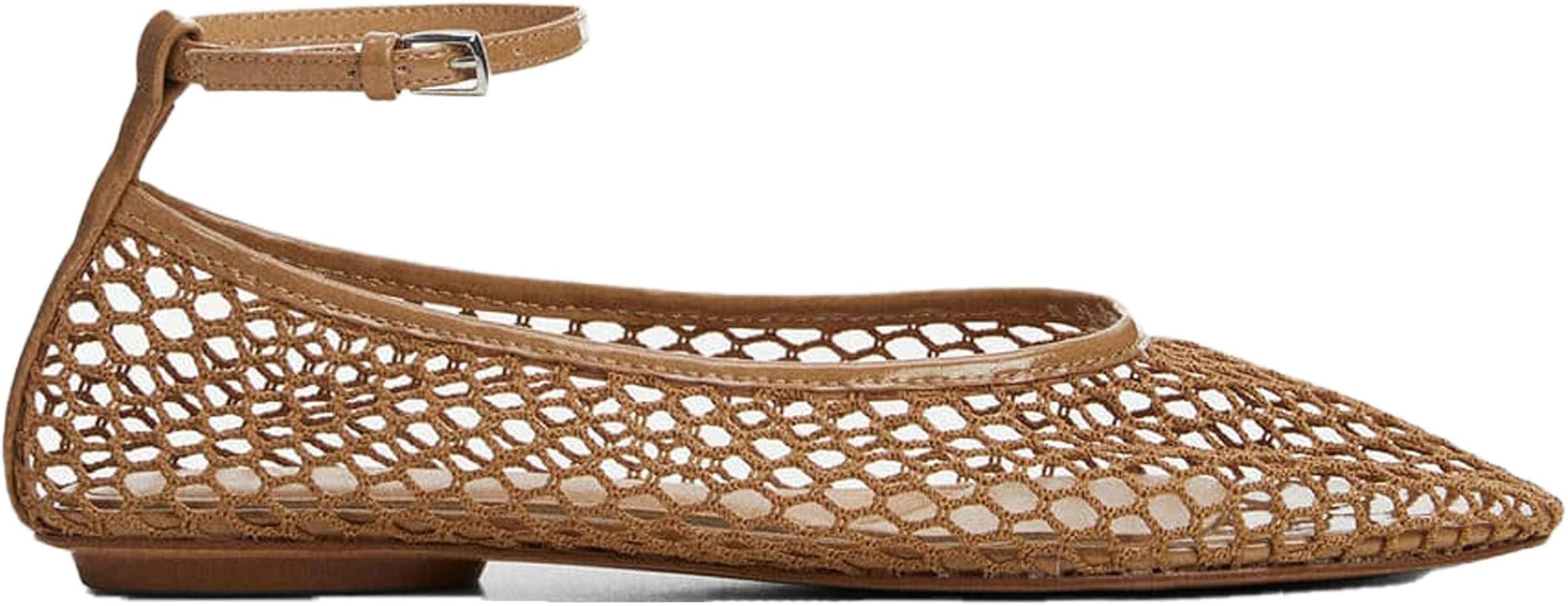 Mesh Ankle Strap Flats for Women Round Toe Ballet Flats Shoes,Casual Mary Jane Flats Comfortable ... | Amazon (US)