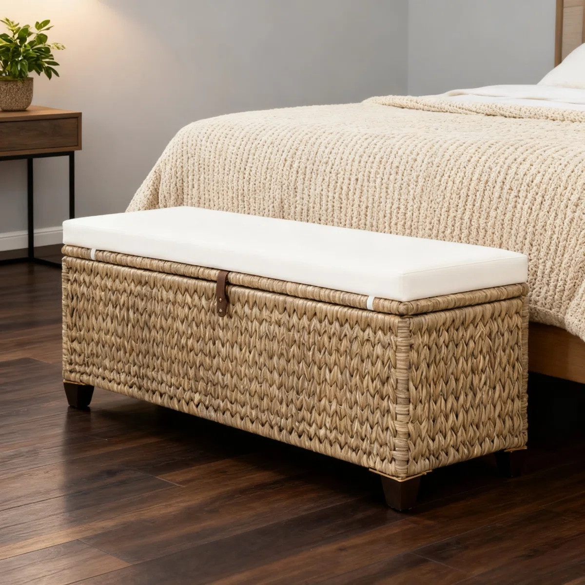 43.3" W Flip Top Wicker Storage Bench with Cushion for Indoor & Outdoor | Wayfair North America