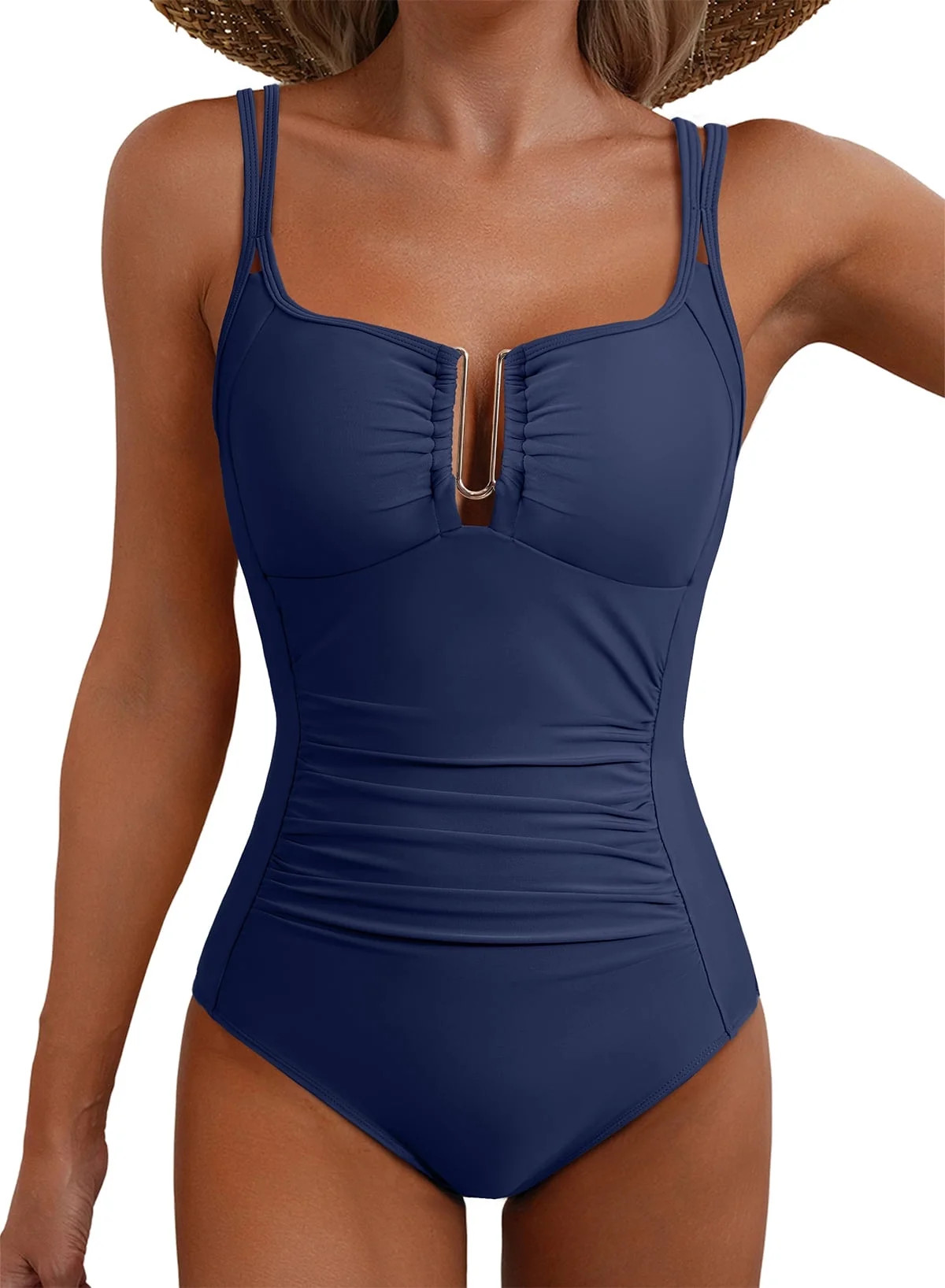Eytino Swimwear for Women One Piece Swimsuit Tummy Control Ruched U-Wire Cutout Bathing Suit Swim... | Walmart (US)