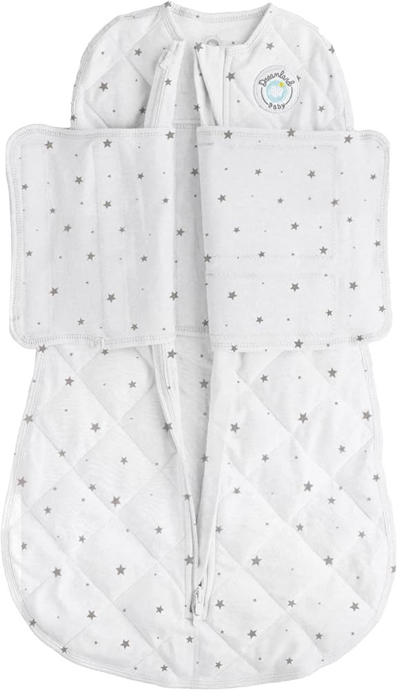 Dreamland Baby 0-6 Months White Cotton Swaddle With Grey Stars | Amazon (US)