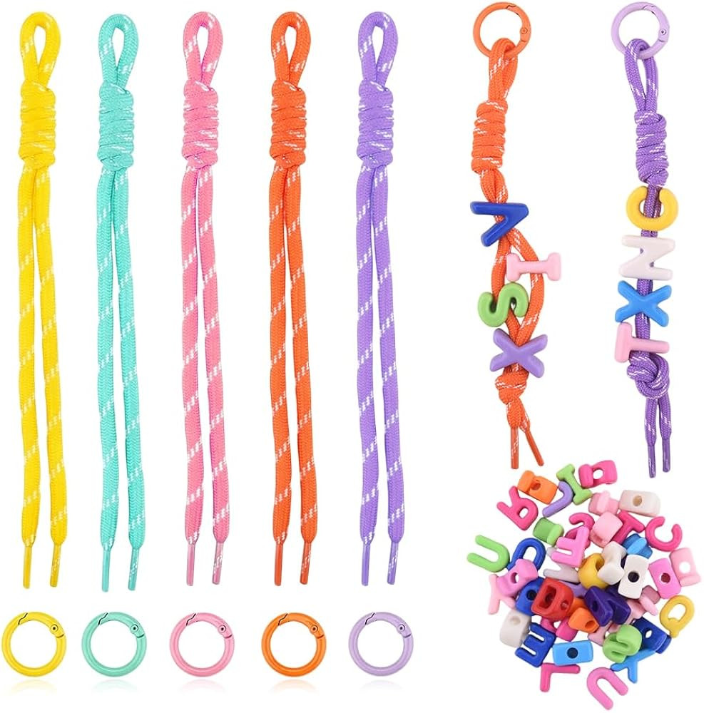 YALLNASL 45/30 Pcs Paracord Keychain Making Kit with Beads Colorful DIY Bag Charms for Handbags T... | Amazon (US)