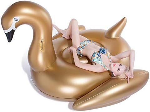 Jasonwell Giant Inflatable Golden Swan Pool Float Inflatable Party Float Toy with Fast Valves Sum... | Amazon (US)