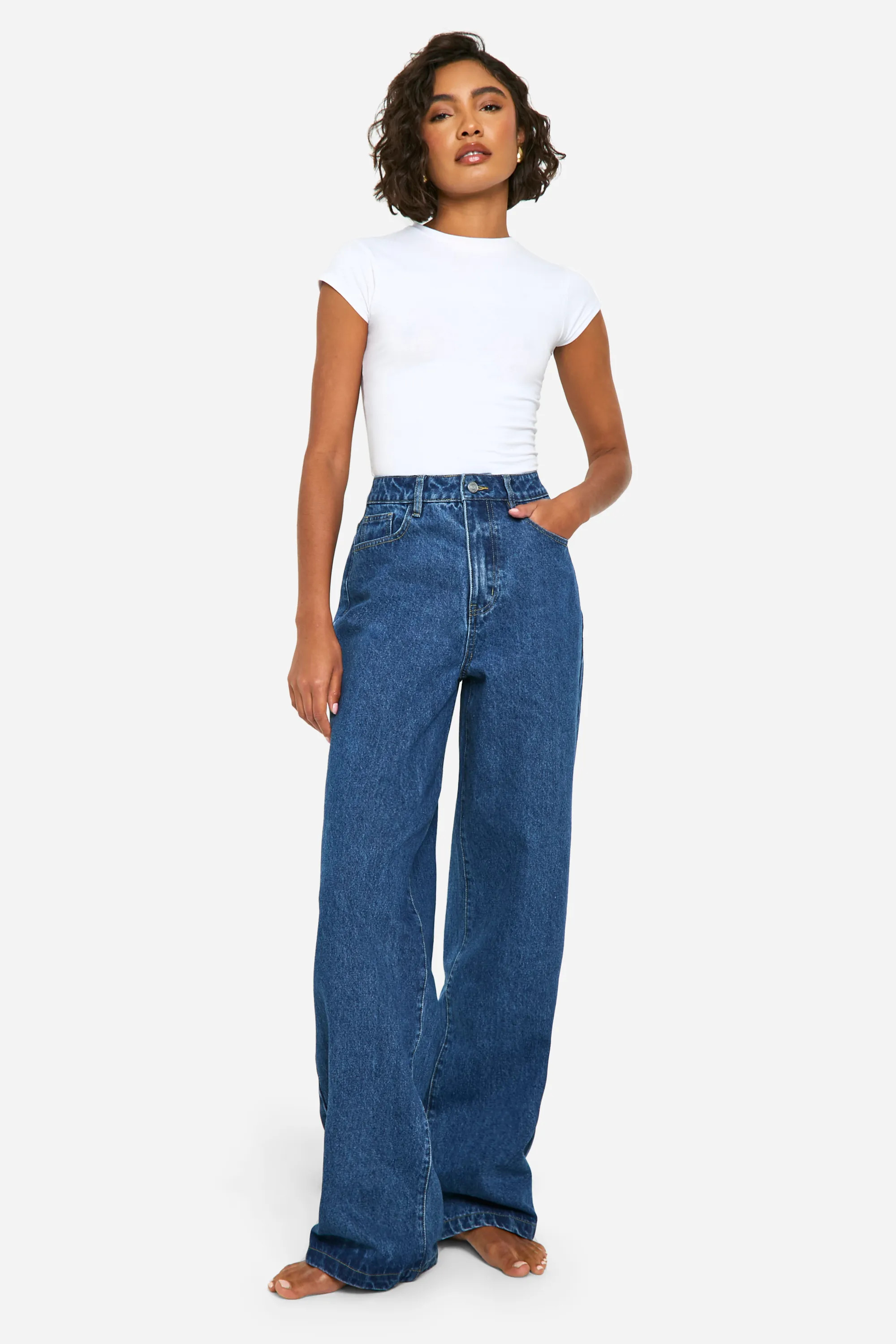 Tall Basics High Waisted Wide Leg Jeans | Boohoo.com (UK & IE)