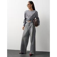 Michelle Keegan Seam Detail Wide Leg Jean - Grey | Very Ireland