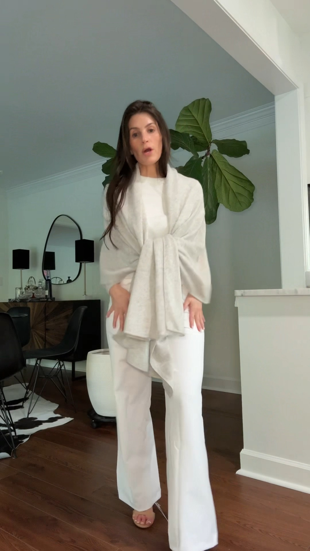 Business casual 
Staple outfit pieces 
Jcrew oversized cashmere wrap
Halara work pants 
Uniqlo t shirt 

#LTKootd #LTKWorkwear #LTKPetite