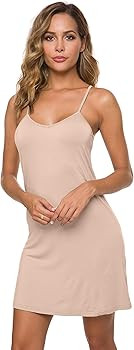 Women's Basic Adjustable Spaghetti Strap Cami Slip Mini Dress | Amazon (US)