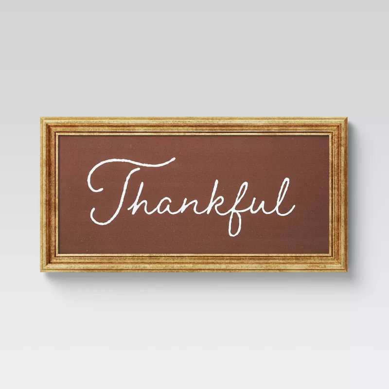20" x 10" Thankful Framed Wall Canvas - Threshold™ | Target