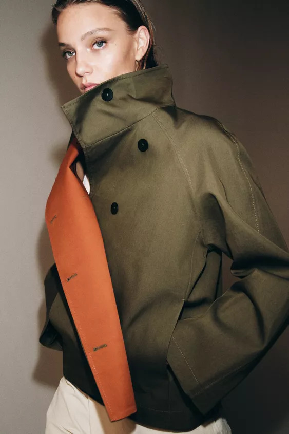 ZW COLLECTION SHORT HIGH-NECK TRENCH COAT | Zara Canada