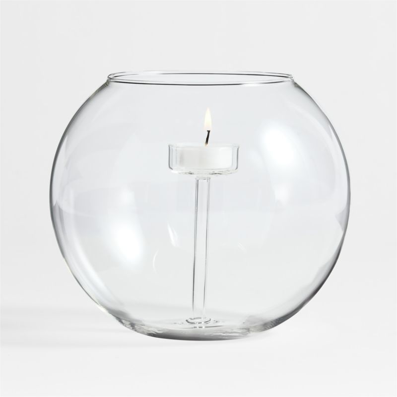 Alina Large Clear Glass Tealight Candle Holder + Reviews | Crate & Barrel | Crate & Barrel