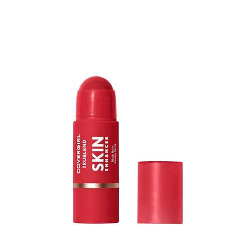 COVERGIRL Trublend Skin Enhancer Blush Balm Stick, Vegan Formula, Easy to Use, Glides on Effortlessly, Non-Greasy, Doesn't Crease - 225 Candied Strawberry (Bright Red) | Amazon (US)