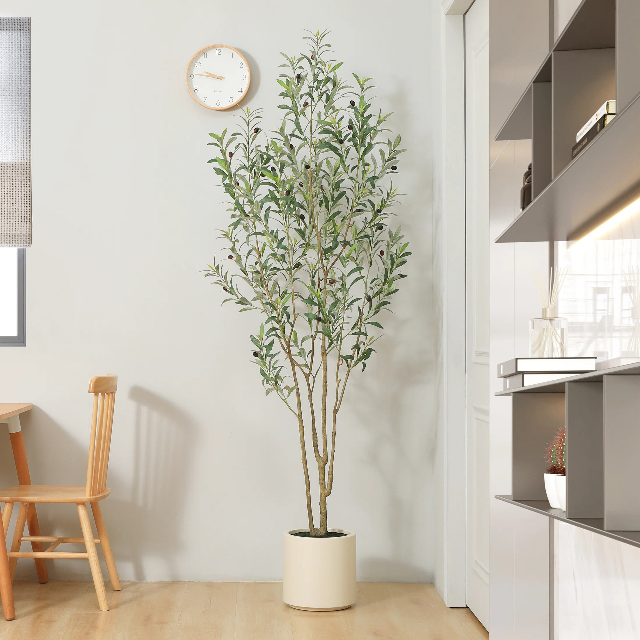 Adcock Faux Olive Tree in White Planter, Lifelike Fake Olive Plant for Indoor and Outdoor Decor | Wayfair North America