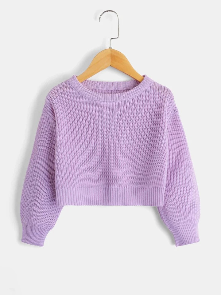 Toddler Girls Ribbed Knit Drop Shoulder Sweater | SHEIN